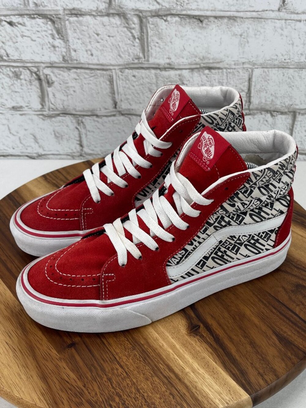 Vans Sk8 Hi OTW Repeat Womens 8.5 Mens 7 Racing Red White Suede Sneakers